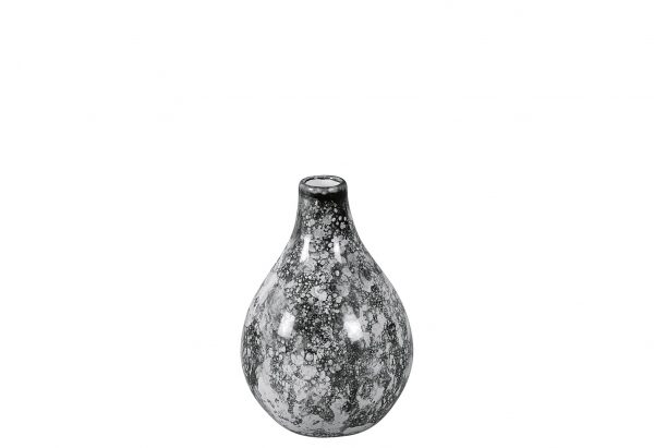 Vase Marble Ø 11 cm, H 15 cm, schwarz marmorisiert