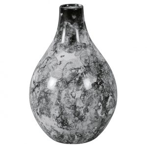 Vase Marble Ø 18 cm, H 25 cm schwarz marmorisiert
