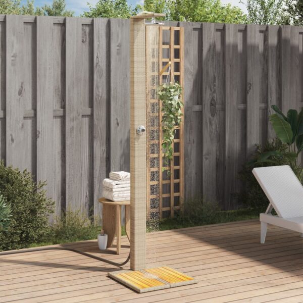 Gartendusche 50X55X224 Cm Poly Rattan Und Akazienholz – Bild 13